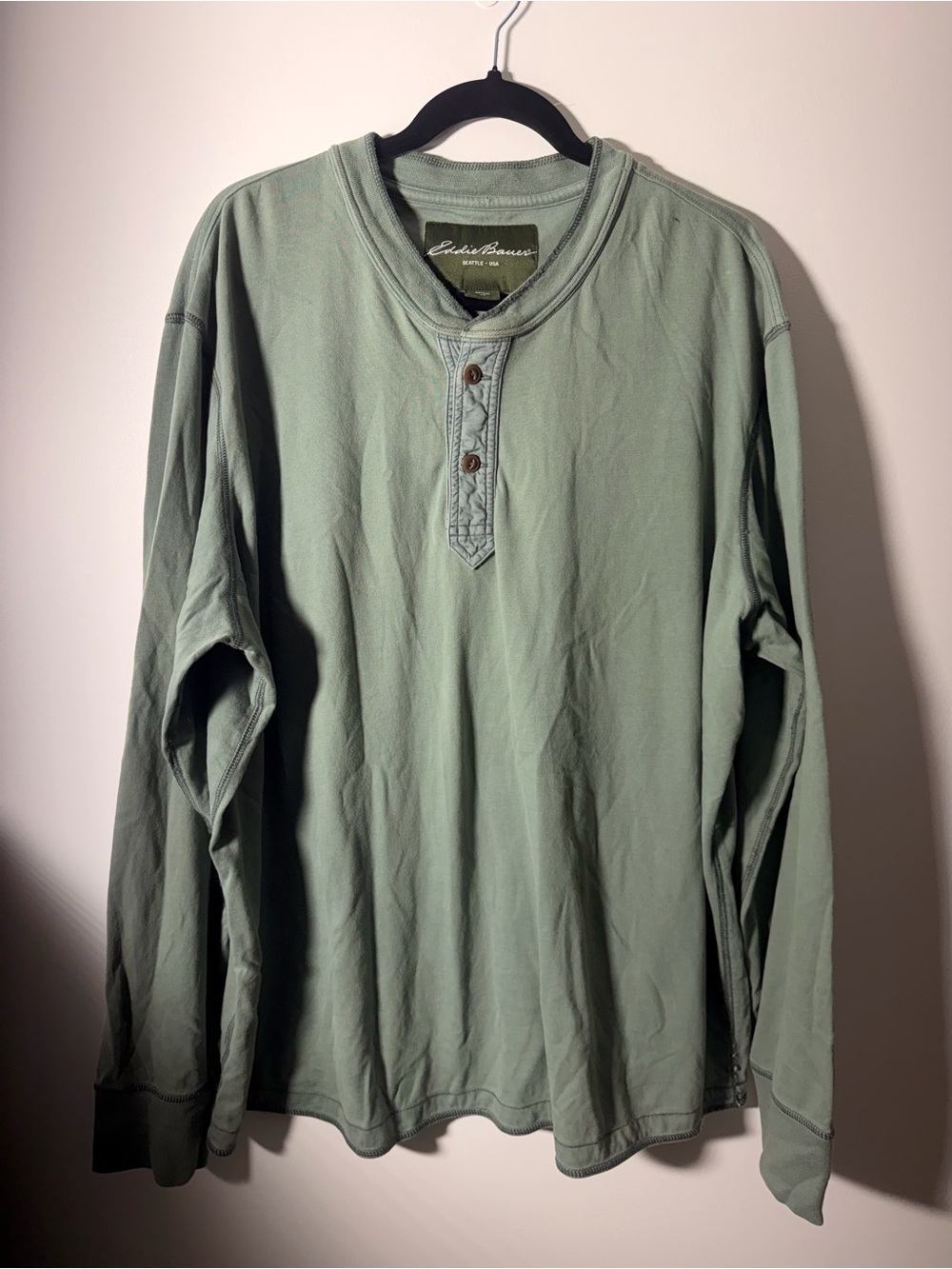 Eddie Bauer Long-Sleeve Henley in Sage